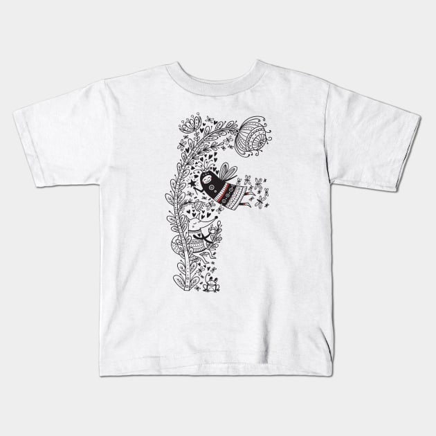 Letter F (Buu&Luu Alphabet) Kids T-Shirt by yuliia_bahniuk